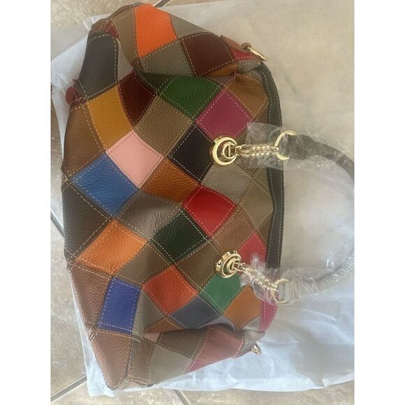 New Genuine Leather Multi Color Purse Satchel - Picture 5 of 10